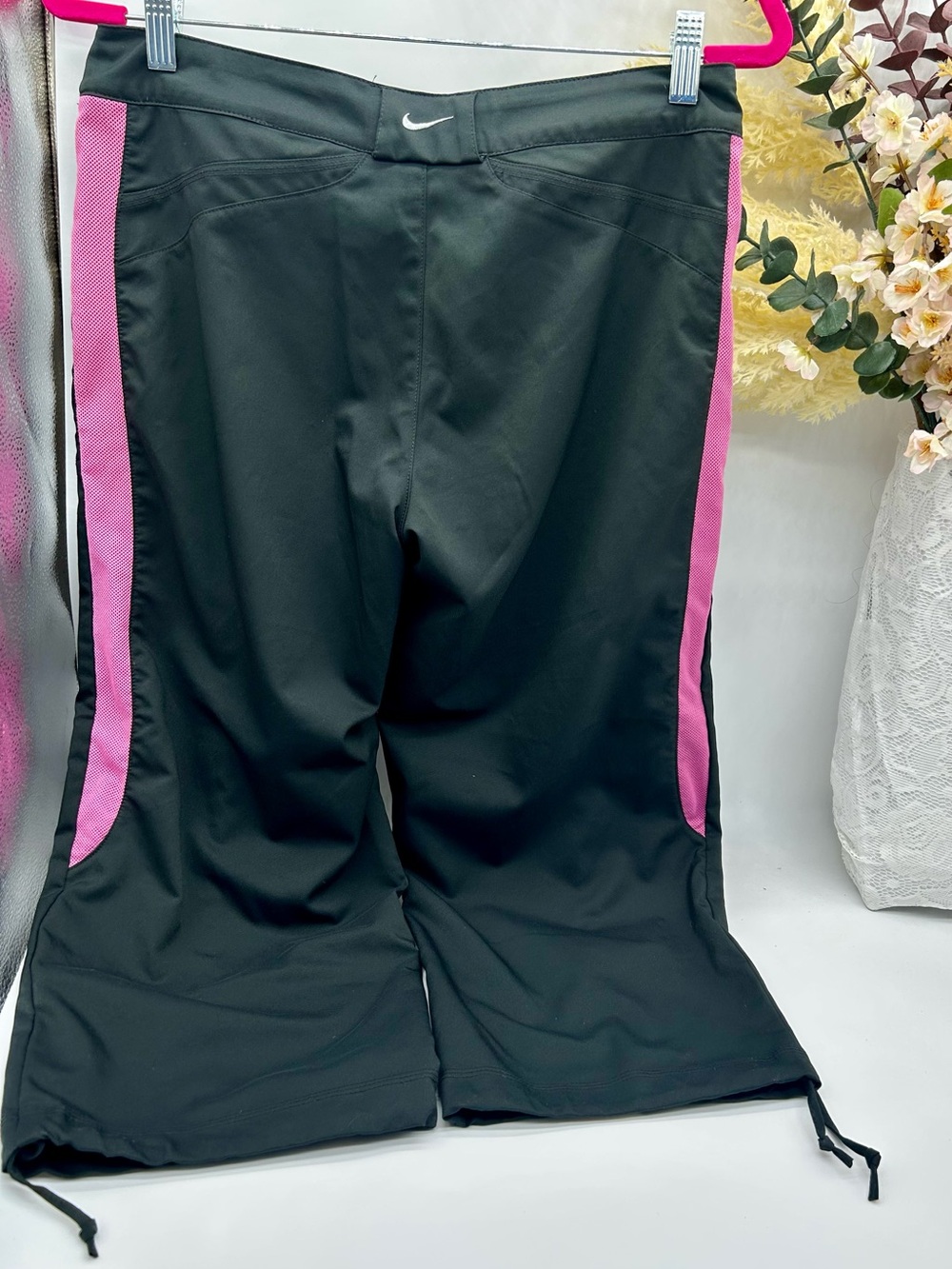 Nike small Black caprices with Pink Side Panels